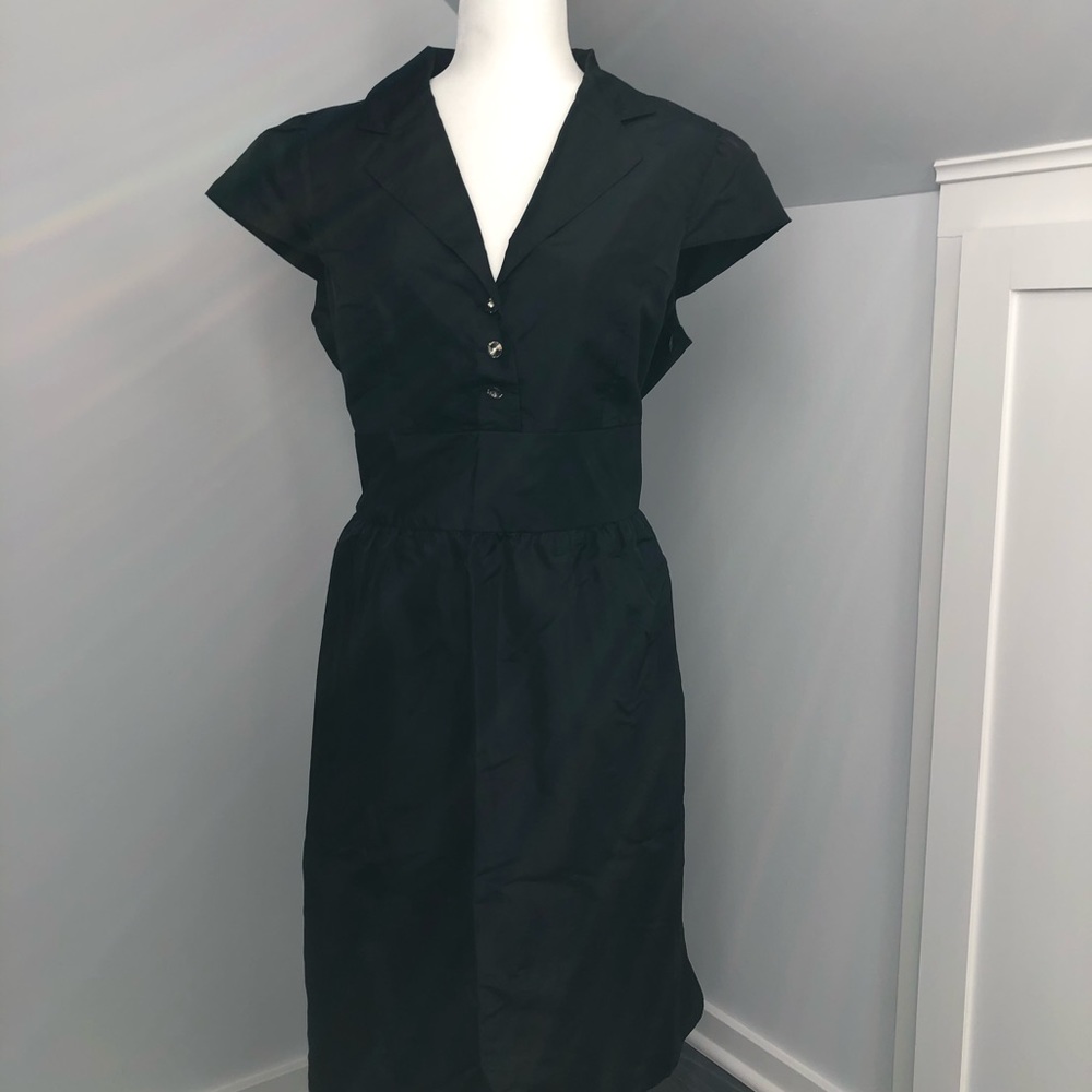 Evan-Picone Black Cap-Sleeved Dress, Size 16